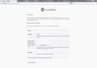 Screenshot of WordPress installation page