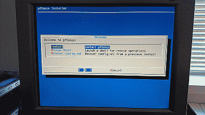 Screenshot of the initial installation screen in pfSense